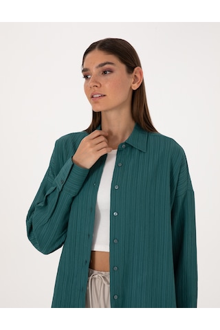 Pierre Cardin Kadın Zümrüt Gömlek Desenli 50318232-vr055 ZÜMRÜT