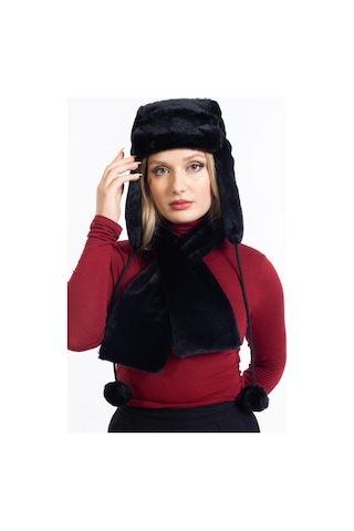 Ladycolor Çantadepo Peluş Kalpak Atıkılı Takım Siyah