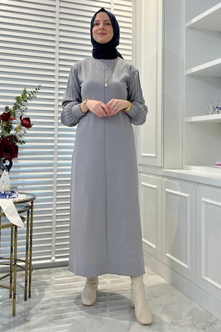 Rabia Şamlı Ecem Gri Triko Elbise Normal
