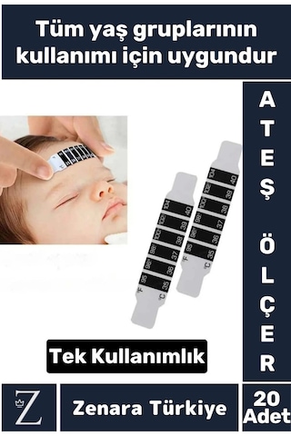 Kompakt Tüm Yaşlar İçin Şerit Bükülebilir Hafif Tek Kullanımlık Çocuk Bebek Yaşlı Ateş Ölçer 20 Adet