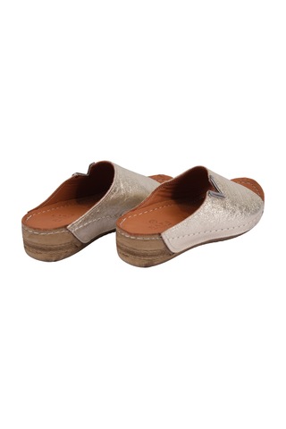 Napa Shoes Hakiki Deri Yumuşak Taban Rahat Günlük Kadın Terlik Napa-211 Gold