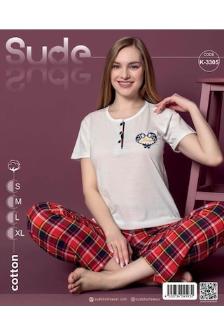 Sude K-3305 Penye Süprem Pamuk Kadın Pijama Takımı Çok Renkli