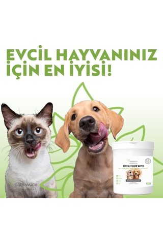 Bitkisel İçerikli Kedi Köpek Diş Mendili 50 Adet Tartar, Ağız Kokusu Giderici Diş Beyazlatıcı Parmak Mend
