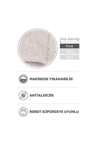 Bath Banyo Paspası 80x50 Dekoratif, Yıkanabilir, Tüylenme Yapmaz Ekru