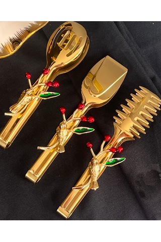 Gold Kuşlu 3 Lü Maşa Servis Seti