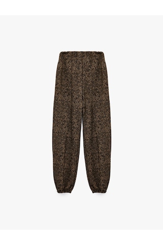 Koton Lastikli Paça Cepli Desenli Jogger Pantolon Siyah Desenli 7wak40021uk Bdl