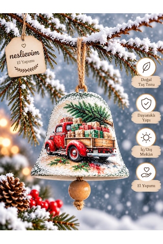 4 Tane Özel Seri El Yapımı Noel Çanları 7 CM