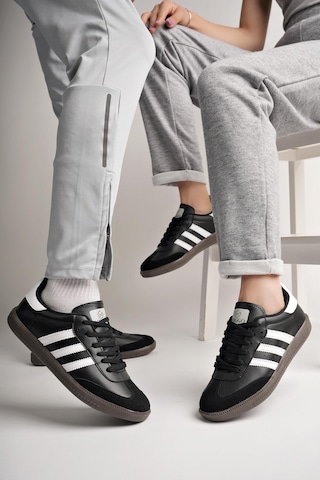 Muggo Jabbar Unisex Ortopedik Günlük Garantili Bağcıklı Yürüyüş Koşu Sneaker Spor Ayakkabı Siyah