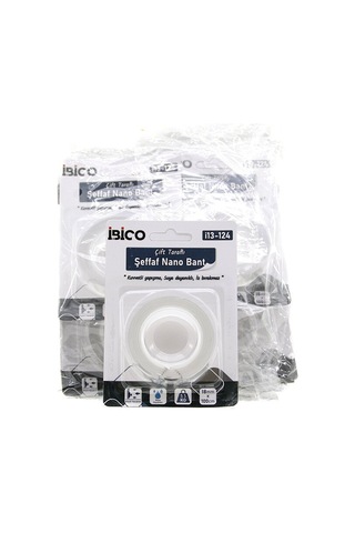İbico İ13-124 Şeffaf Çift Taraflı Max : 5.5kg 1.8cmx1mt Bandı Nano Bant - 12'li Paket