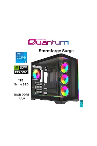 Quantum Gaming Stormforge Surge i5-14400F 16 GB 1 TB RTX5060 Masaüstü Oyuncu Bilgisayarı