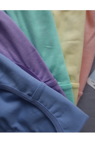 Alya Underwear Kız Çocuk Kalpli Dokuma Lastik Pamuklu Kumaş Slip Külot 5'li Paket 5 Adet Beyaz Renkli P15