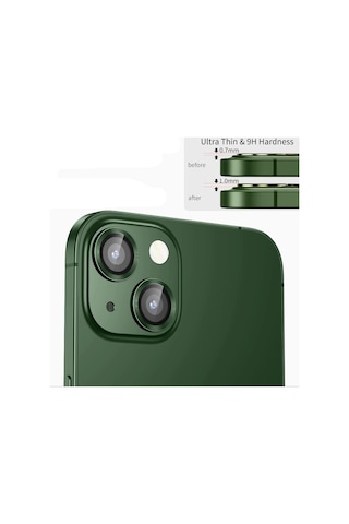 Apple Uyumlu iPhone 13 Mercek Lens Kamera Koruyucu YEŞİL