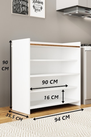 Ae-3060 Forum Beyaz 4 Kapaklı, 4 Raflı, Ayakkabılık, Çok Amaçlı D Beyaz