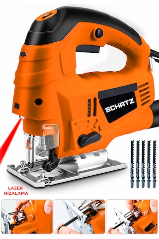 Schatz 800 W Lazerli Devir Ayarlı Dekupaj Testere Makinesi Turuncu + 5 Adet Testere Ucu
