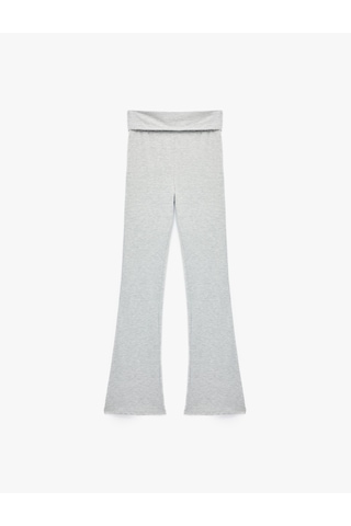 Koton Yüksek Bel Katlamalı Slim Fit Pijama Altı Gri Melanj 7wlk40242mk