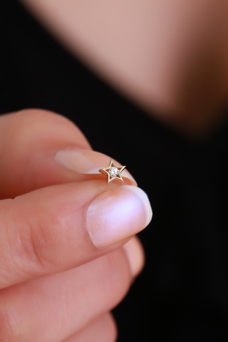 14 Ayar Altın Taşlı Sirüs Kelebek Tragus Piercing Sarı