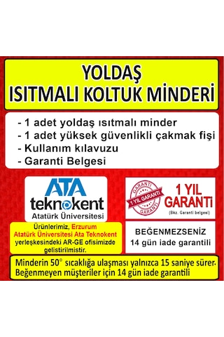 Yoldaş Isıtmalı Oto Koltuk Minderi, 15 Saniyede Hızlı Isıtma