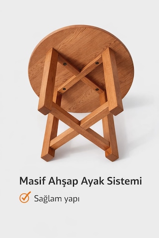 Elahome Sehpa Doğal Meşe Masif Yan Sehpa % 100 Doğal Meşe Masif Kırmızı - Kahverengi