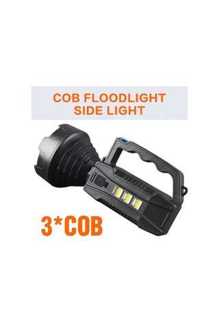 Cx-8809 Süper Güçlü Led Çok Fonksiyonlu Projektör 4 Modlu Cob Işı Siyah