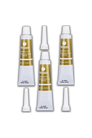 Altın Sarı Kontür Boyası 20 Ml 3 Adet Red Apple Cam Vitray Boyası Kontur Boyası Ana Hatları Çizme Sanatsal Hobi