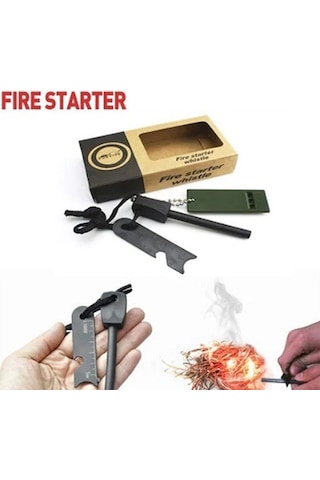 Survive Magnezyum Çubuğu  Ateş Başlatıcı  Çakmak Taşı Siyah