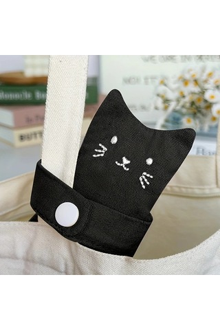 Elmpaly Siyah Sevimli Kedi Desenli Fermuarlı Mini Bozukluk Cüzdanı Günlük Kullanım