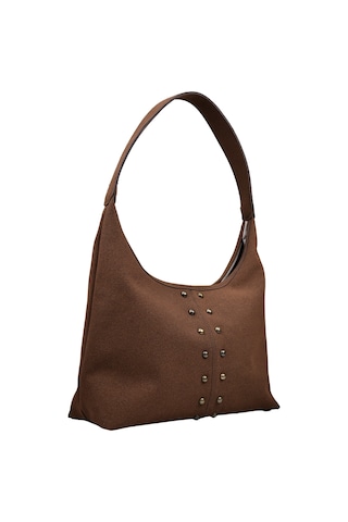 Kadın Zımba Detaylı Süet El Ve Omuz Çantası - Acı Kahve Acı Kahverengi