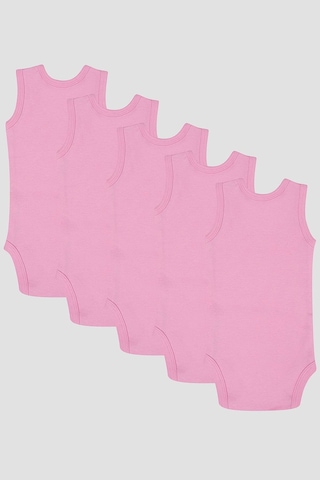 Arma Yıldız %100 Organik Pamuklu Pembe Bebek Atlet Çıtçıtlı Zıbın Body 5'li Paket Pembe