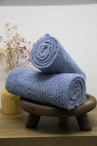 Line Luxury Pamuklu 2li El Yüz Havlusu 50x90 - İndigo İndigo