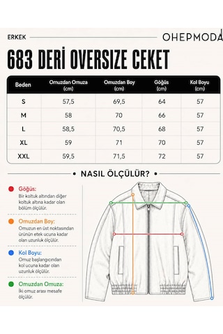 Ohepmoda Oversize Rahat Kalıp Lastikli Erkek Deri Ceket Kahverengi