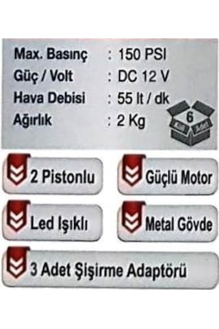 Proter Pr 252 Kit Lastik Şişirme Mini Kompresör