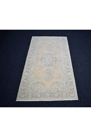 Zehra Abla Halı Vintage El Dokuma Açık Turuncu Nadir Pastel Uşak Yün Halı 7196 Çok Renkli