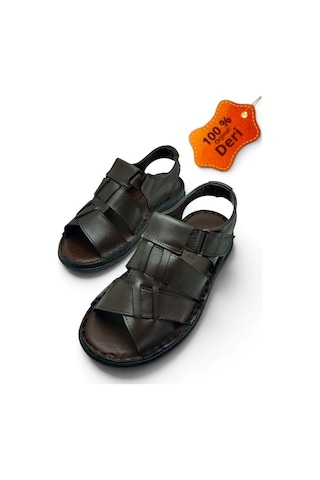 Magic Shoes Hakiki Deri Kahverengi Ortopedik Erkek Sandalet