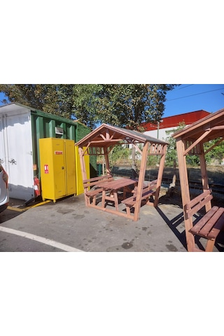 Pergola Banklı Ahşap Çardak P39 Maun
