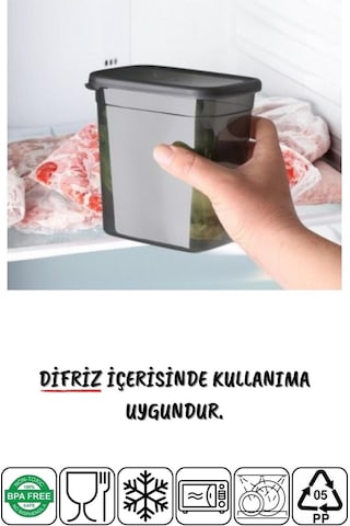 Nandy Home Jumbo Boy Dikdörtgen Saklama Kabı 2000 ML Antrasit 6 Adet Antrasit
