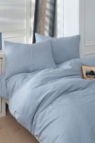 Enlora Home İpliği Boyalı Junior Nevresim Seti Tek Kişilik Lizbon Mavi