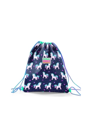 Coral High Kids Lacivert Pembe Unicorn Desenli İpli Büzgülü Sırt Çantası 22456 Lacivert