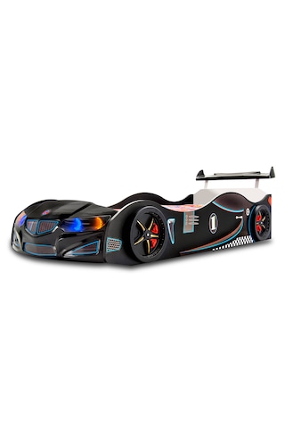 Gt2 - Arabalı Yatak - Araba Yatak, Işıklı, Siyah Tek Kişilik