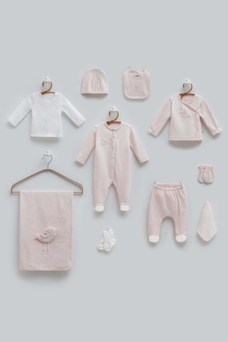 Caramell %100 Pamuk Happy Spring 10 Parça Hastane Çıkışı Zıbın Seti Pembe Crml.zk2277.pmb