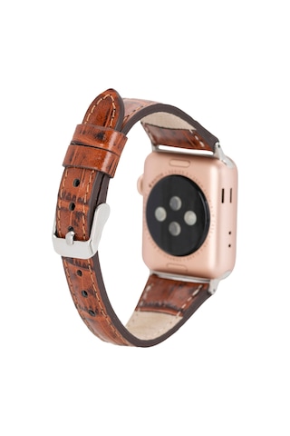 Bloomband Signature Croc Brown Leather Apple Uyumlu Watch Band - 44/45/46/49mm