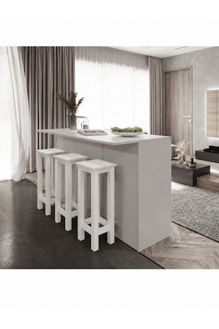 Gora Tabure - 40cm - Bar Sandalyesi - Bar Taburesi Beyaz