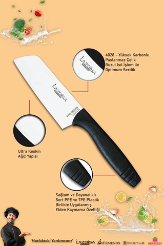 Eco Serisi Mutfak Bıçak Seti Et Ekmek Sebze Şef Bıçağı 3 Lü Set Siyah