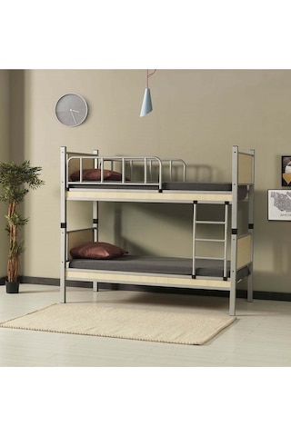 Argimo Yurt Metal Ahşap Ranza Ve Karyola 90 x 190 Gri