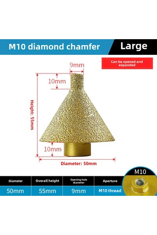 Yunboo Cunxing Elmas Kesici Uç, M10 Bağlantı, 50mm Çap, Mermer-kiremit-kuvars Taşı Delme Ve Köşe Pürüzsüzleştirme Aleti