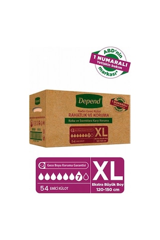 Depend Emici Külot Kadın Hasta Bezi XL 6 x 9'lu