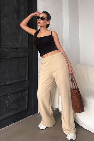 Madmext Bej Bol Paça Kadın Eşofman Altı Mg2279 Bej