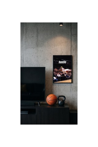 Hustle Siyah Çerçeveli Motivasyon Tasarım Tablo 35x50 Futbol