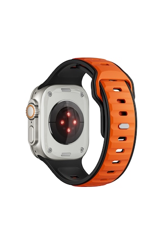 Watch Ultra 49mm Rntc Krd-135 Silikon Kordon Strap Kayış - Siyah-turuncu