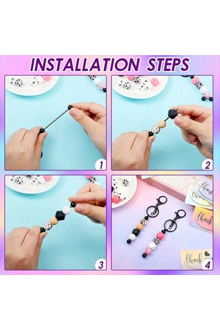 Gatherco Boncuklu Anahtarlık Çubukları Boncuklu Kendin Yap Boş Anahtarlıklar Boncuklu Anahtarlık El Sanatları İçin Metal Boncuklu Anahtarlık