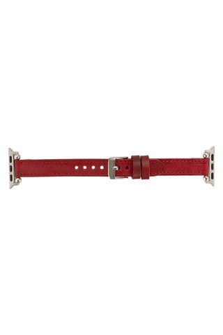 Bloomband Signature Crimson Red Leather Apple Uyumlu Watch Band - 44/45/46/49mm